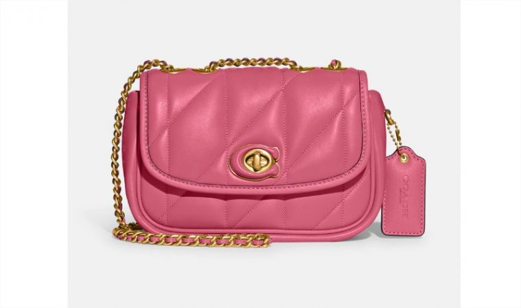 Bandolera mini Madison de piel acolchada en rosa con asa de cadena el corte inglés