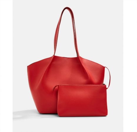 Bolso shopper liso en rojo con organizador interior