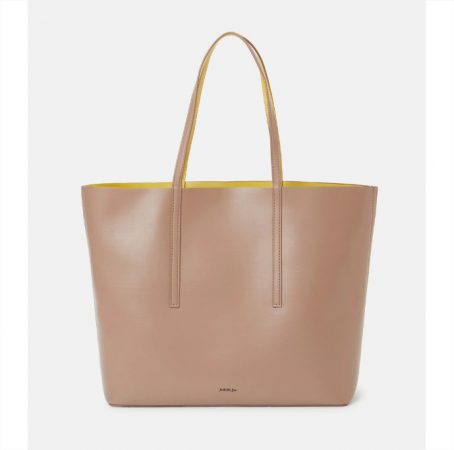 Shopper reversible en marrón claro y amarillo con organizador extraíble el corte inglés