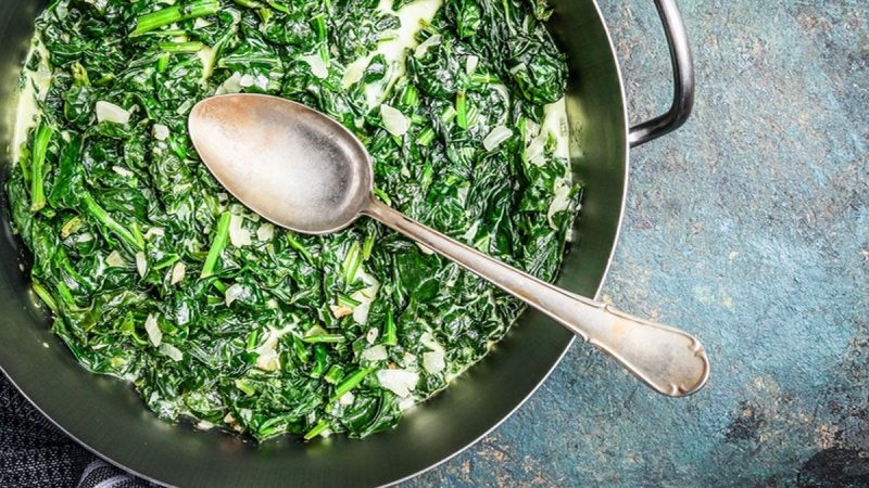 las espinacas para el potaje de garbanzos