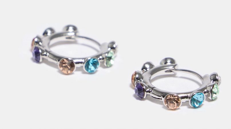 pendientes aro mini cristales bimba y lola