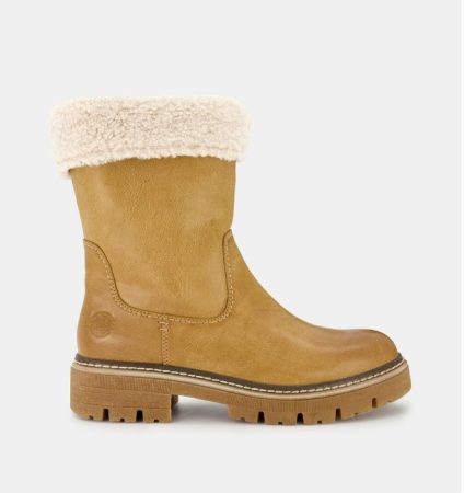 Botines de mujer en beige planos con forro interior de pelo y suela track el corte ingles Merca2.es