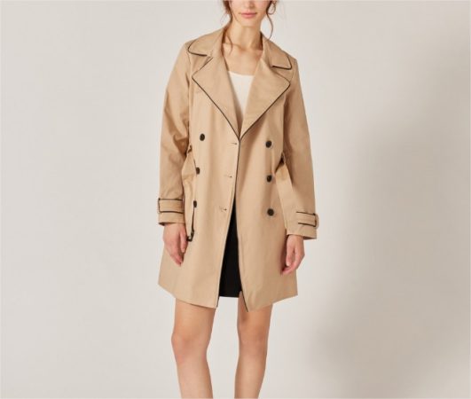 Gabardina de mujer con botones y ribete contrastado el corte inglés