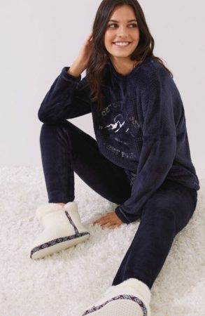 Pijama Largo Polar Azul de Women’Secret