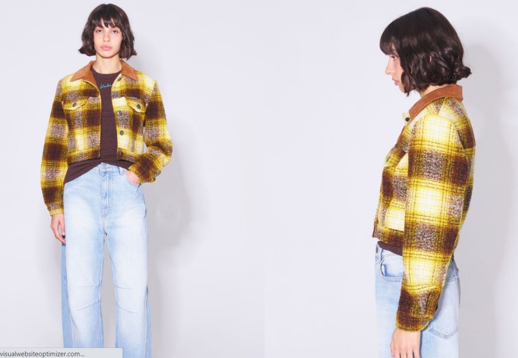 Chaqueta corta cuadros marrón