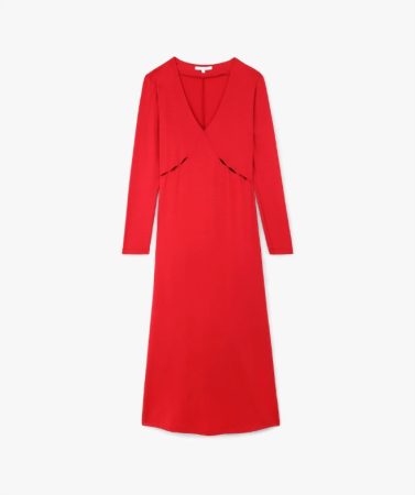 Vestido de mujer de color rojo con escote en pico Merca2.es