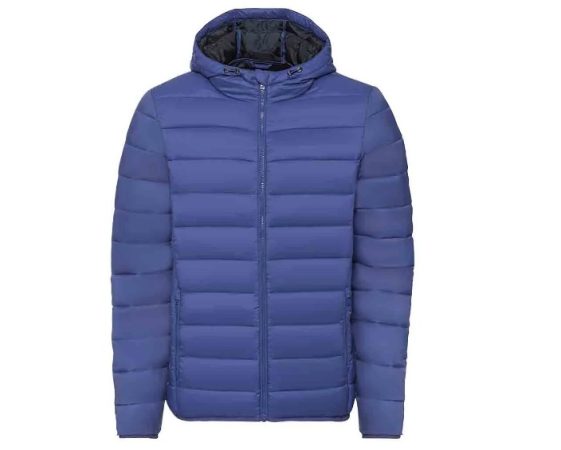 Chaqueta ligera azul con capucha para hombre