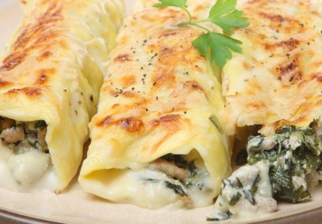 pasos finales canelones de espinacas