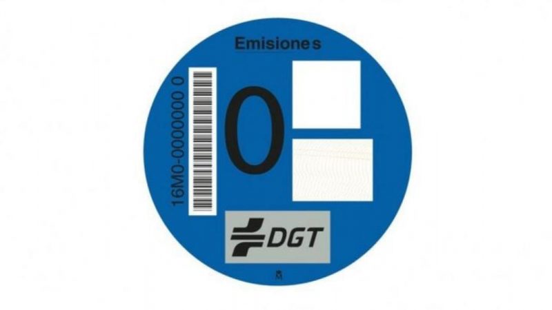 Etiqueta 0 emisiones Azul de la DGT