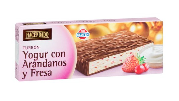 Turrón de yogur con arándanos y fresa de Mercadona