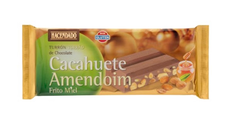 Turrón de chocolate y cacahuete frito con miel