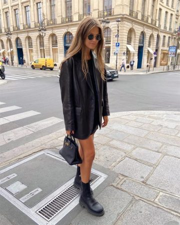 Americana larga efecto piel