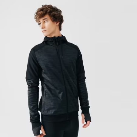 Chaqueta sudadera running cálida Hombre negra de Decathlon