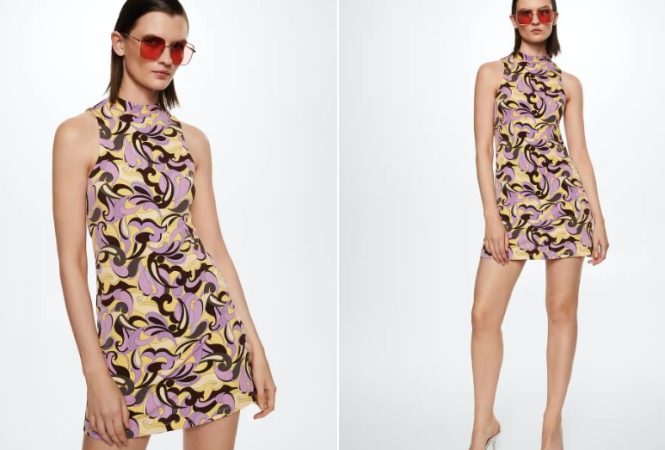 Vestido estampado retro de Mango