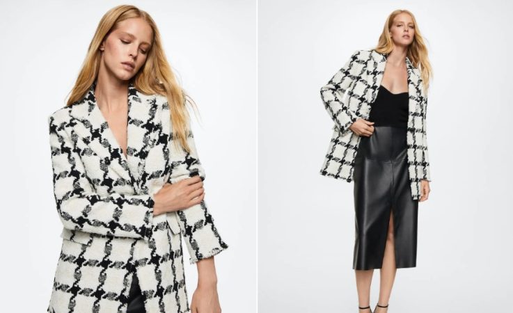Mango: las prendas de abrigo rebajadas que se están agotando 13 Merca2.es Abrigo tweed cuadros