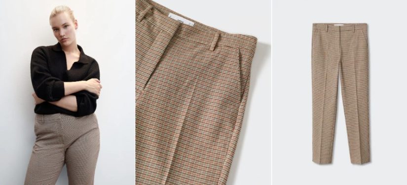 Pantalón traje skinny pata de gallo