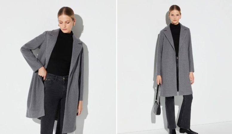 Abrigo largo de punto sin cierre mujer