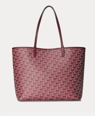 Tote grande Collins en morado con estampado monograma el corte ingles