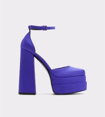 Zapatos de salon de mujer en tejido color morado con punta cuadrada el corte ingles Merca2.es