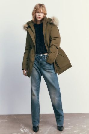 Parka capucha efecto pelo