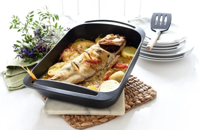 Horneado y presentación final del besugo al horno