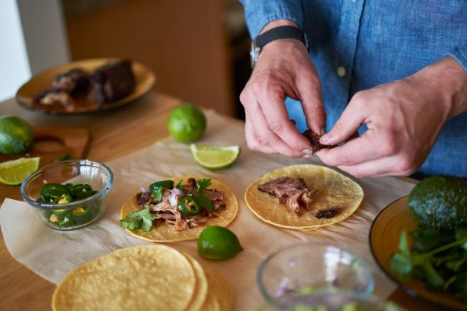Preparación de los tacos