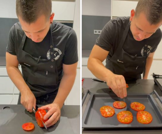 Corta y aliña los tomates