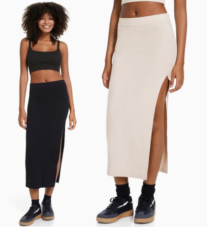 10 faldas de Bershka que quedan de muerte con medias 38 Merca2.es Falda larga de algodon de Bershka