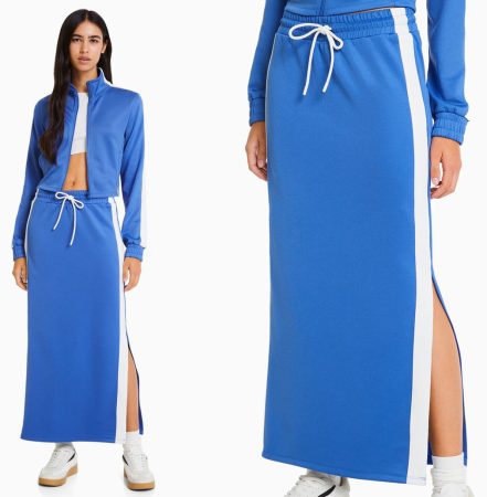 10 faldas de Bershka que quedan de muerte con medias 43 Merca2.es Falda midi con bandas retro de Bershka