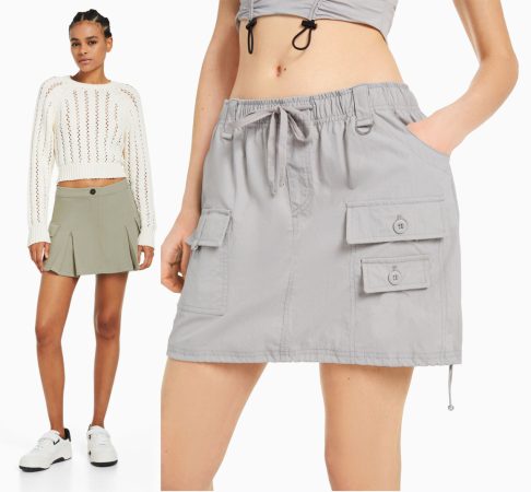 10 faldas de Bershka que quedan de muerte con medias 39 Merca2.es Falda mini cargo de Bershka