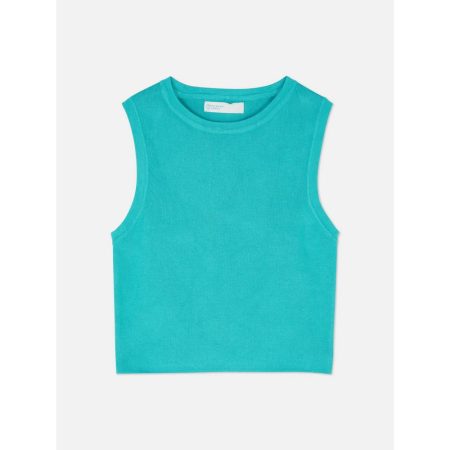 Camiseta corta acanalada sin mangas