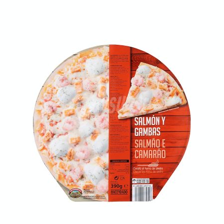 Pizza de salmón y gambas