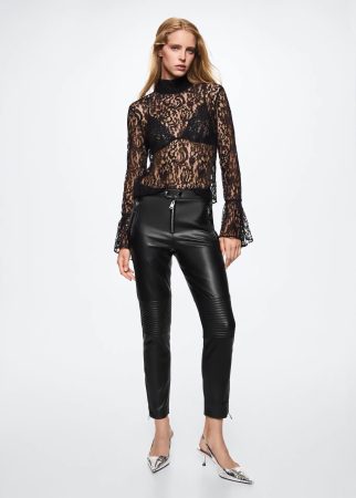 Pantalón skinny de cuero de Mango