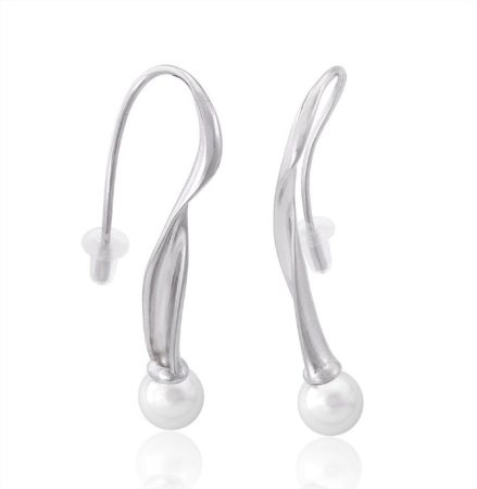 Pendientes Elia en plata con perla blanca Merca2.es