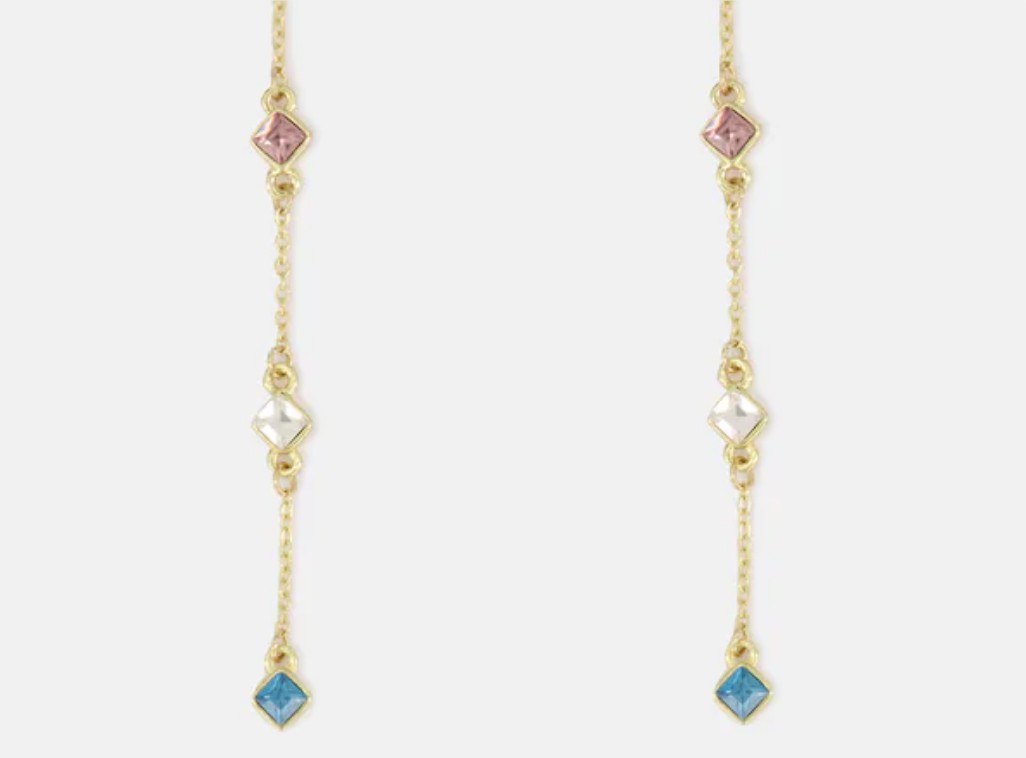 Pendientes largos cristales oro el corte ingles