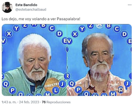 Tweet sobre Orestes y Rafa en Pasapalabra Merca2.es