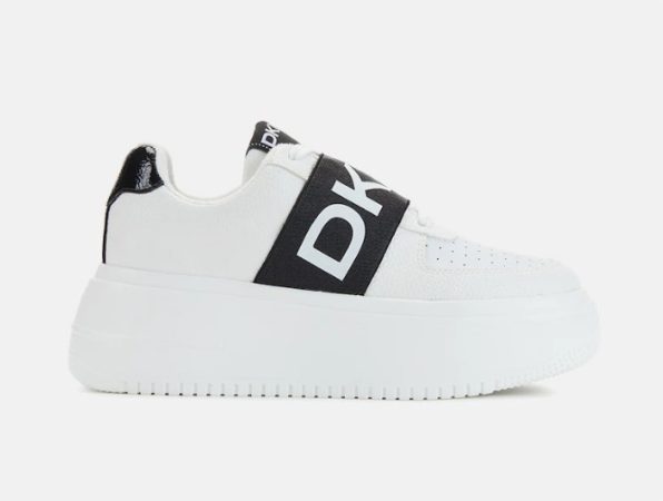 Zapatillas de mujer en blanco bajas tipo basket con elastico logotipado y plataforma Merca2.es