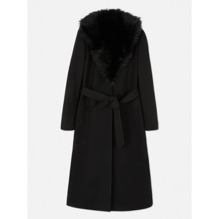 Abrigo con cuello de pelo sintético