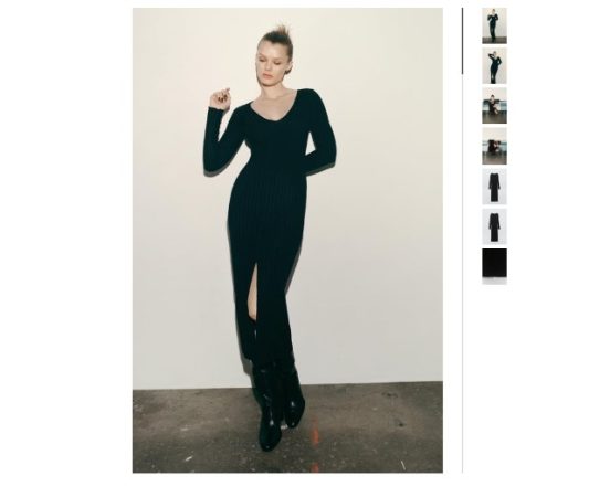 Vestido rib soft color negro