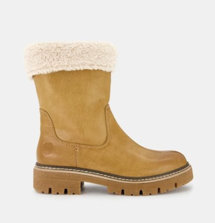 Botines de mujer en beige planos con forro interior de pelo y suela track en el corte ingles