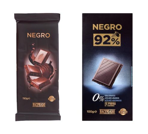 Chocolate negro extrafino y sin azúcar de Mercadona