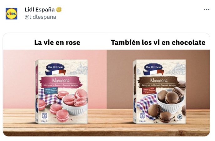El tweet de Lidl sobre el preparado de macarons