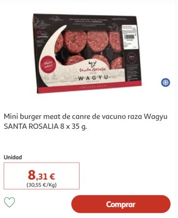 Las hamburguesas Santa Rosalía con su precio habitual