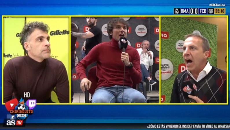 Los colaboradores de El Chiringuito Inside durante el clásico