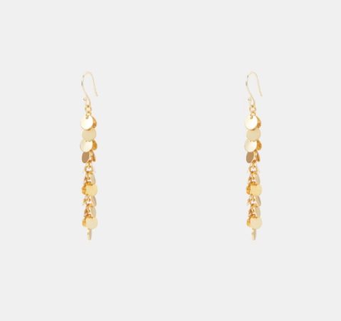 Pendientes largos dorados con chapitas