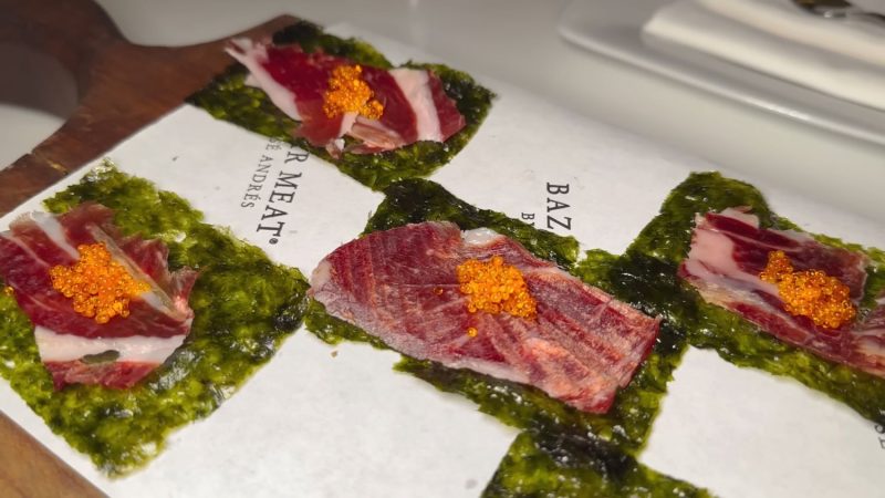 Tacos de alga nori y jamón