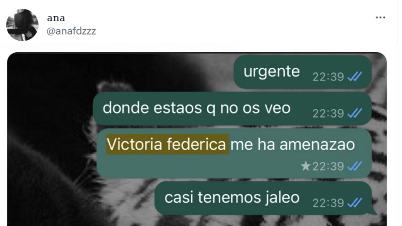 Tweet sobre el encontronazo con Victoria Federica