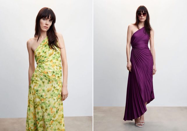 Vestido asimétrico plisado