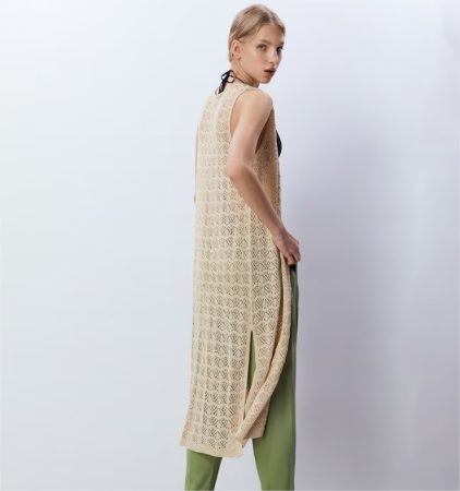 chaleco largo calado sfera el corte ingles