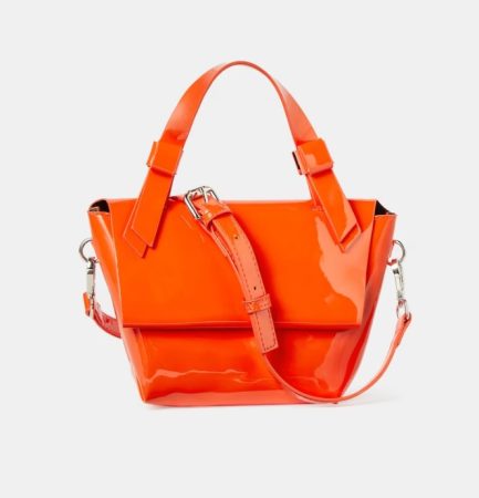 Bolso de mano mini de charol en naranja con solapa Merca2.es